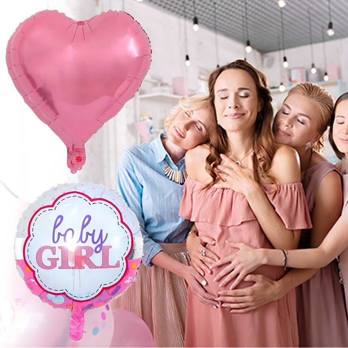 Zestaw 5 Balonów na Baby Shower Bobas Noworodek Dziewczynka Różowy