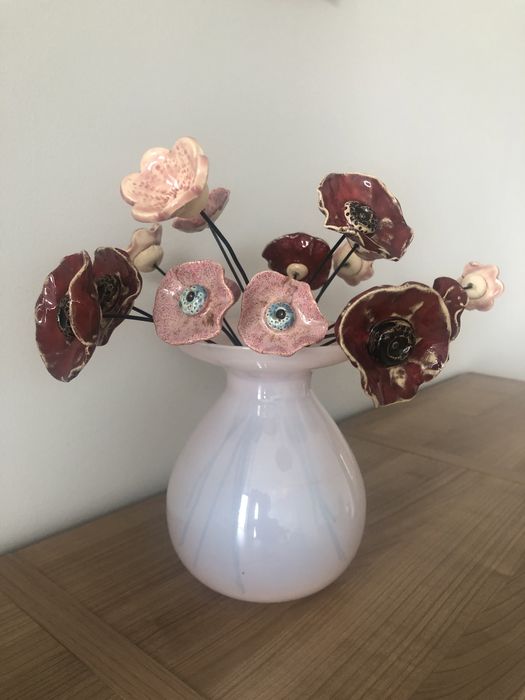 Kwiaty CERAMICZNE maki 16 szt