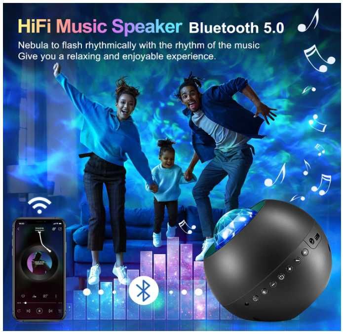 Projektor gwieździstego nieba z głośnikiem Bluetooth