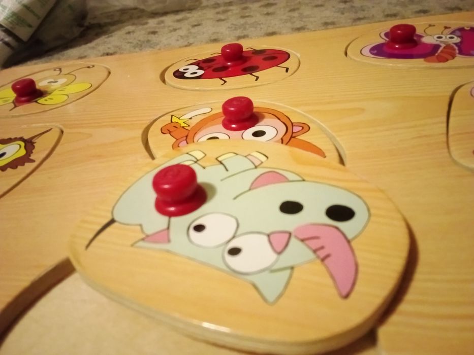 Пазли дерев'яні сортер 22*29 см розвиваючі тварини, комахи