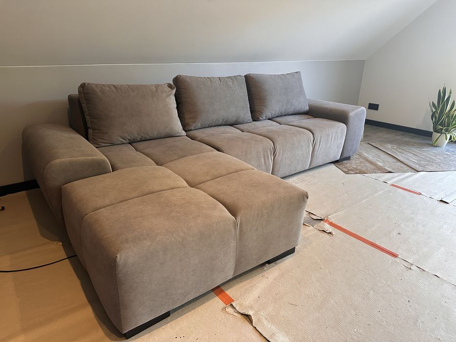 Nowy, szary, narożnik/kanapa z funkcją spania – nieużywana