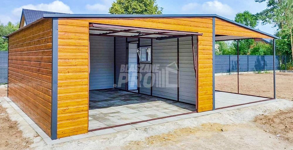 Garaż Blaszany 4x6m Wiata 4x6m Brama Uchylna Okno  Dwuspadowy GP431