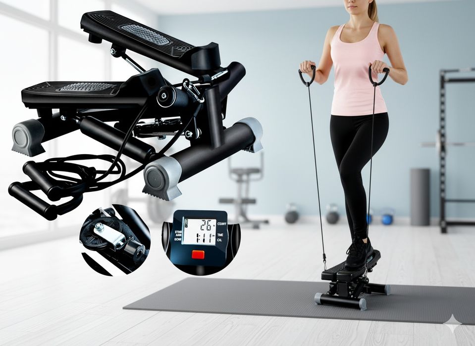 Наклонный тренажер Cтеппер з еспандерами та LCD дисплеєм Trizand 22776