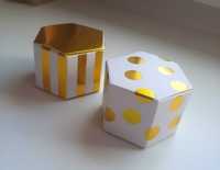 Pudełka pudełeczka podziękowania dla gości złote kropki złote paski