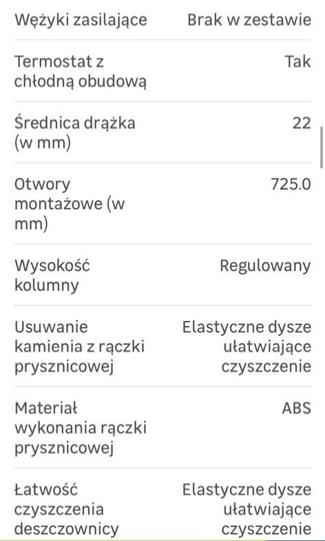 Kolumna prysznicowa z baterią z mieszaczem NOWA