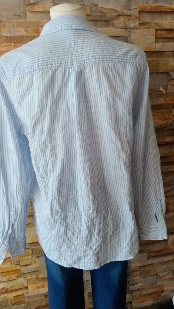 Lniana oversize koszula w paski rozmiar XS . H&M