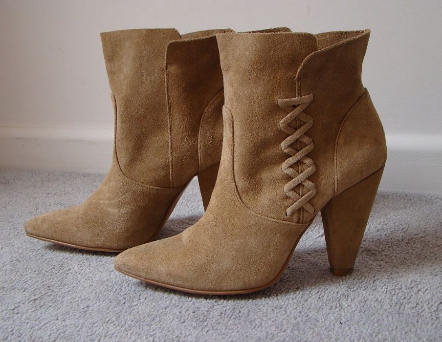 ZARA skóra dwoina BOTKI camel KOWBOJKI 37