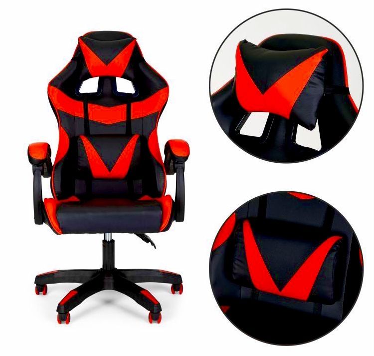 Zestaw Fotel Krzesło Fotelik Gamingowy Biurowy + Poduszki *okazja*