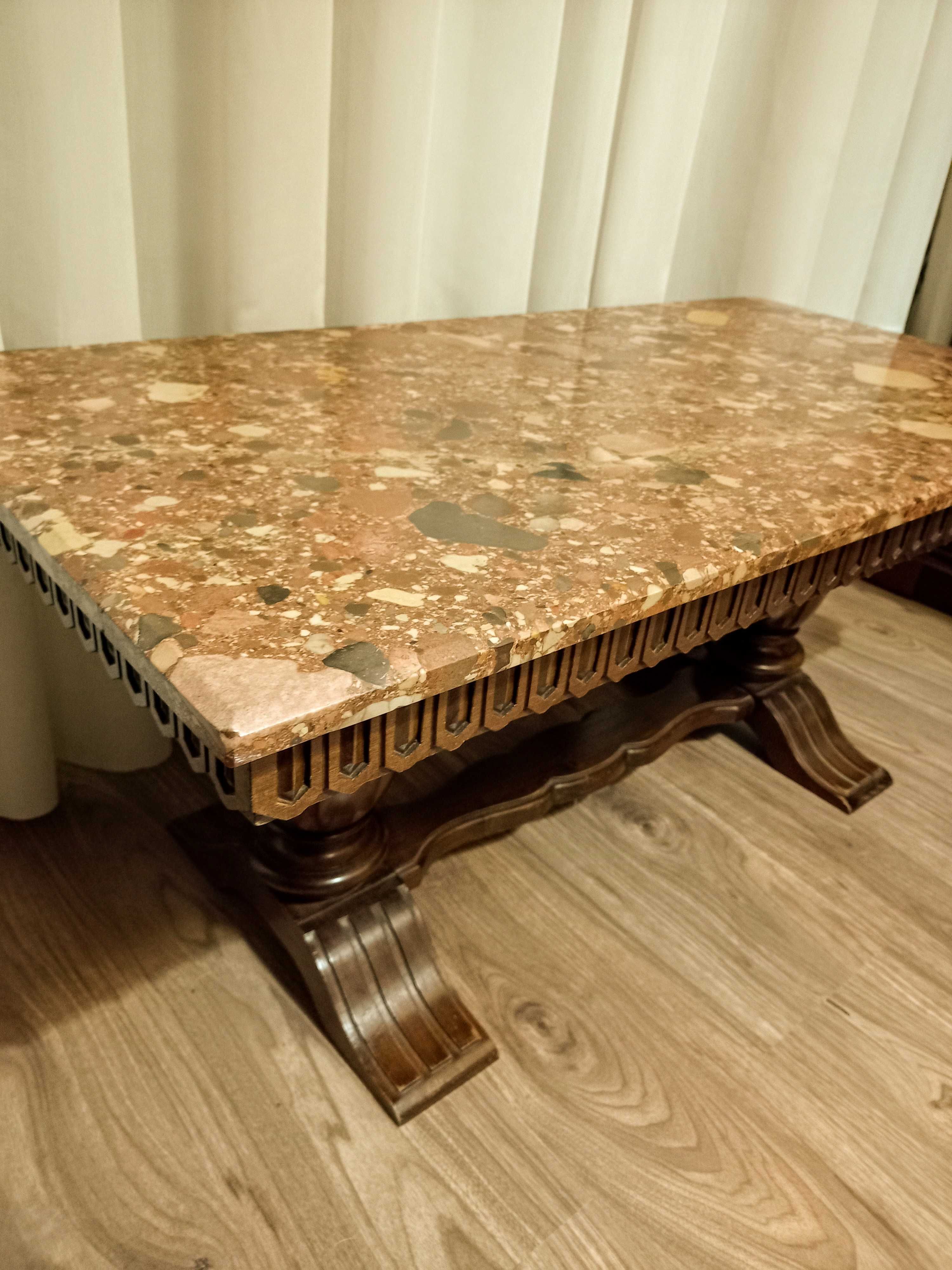 Mesa Brecha Arrábida c/base talha nogueira.100x50x45.LER DESCRIÇÃO!