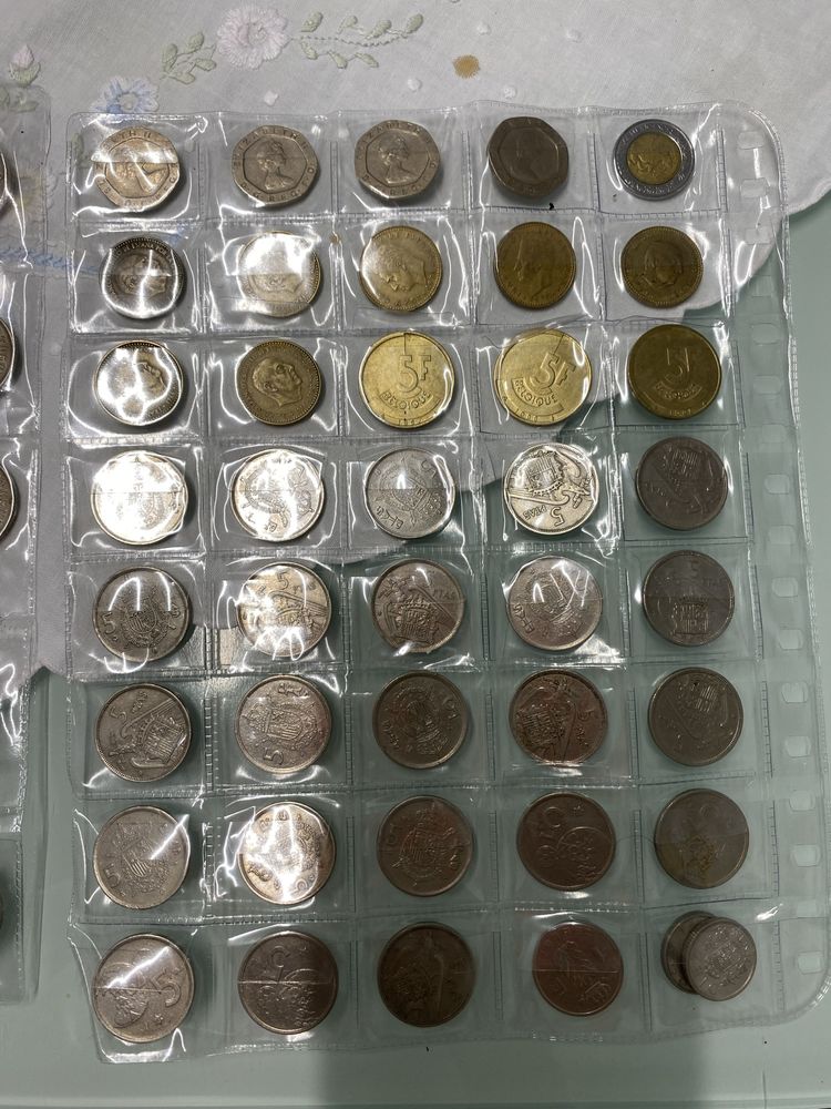 Lote moedas - 4 centavos 1919/19172/pesetas/francos e moedas antigas