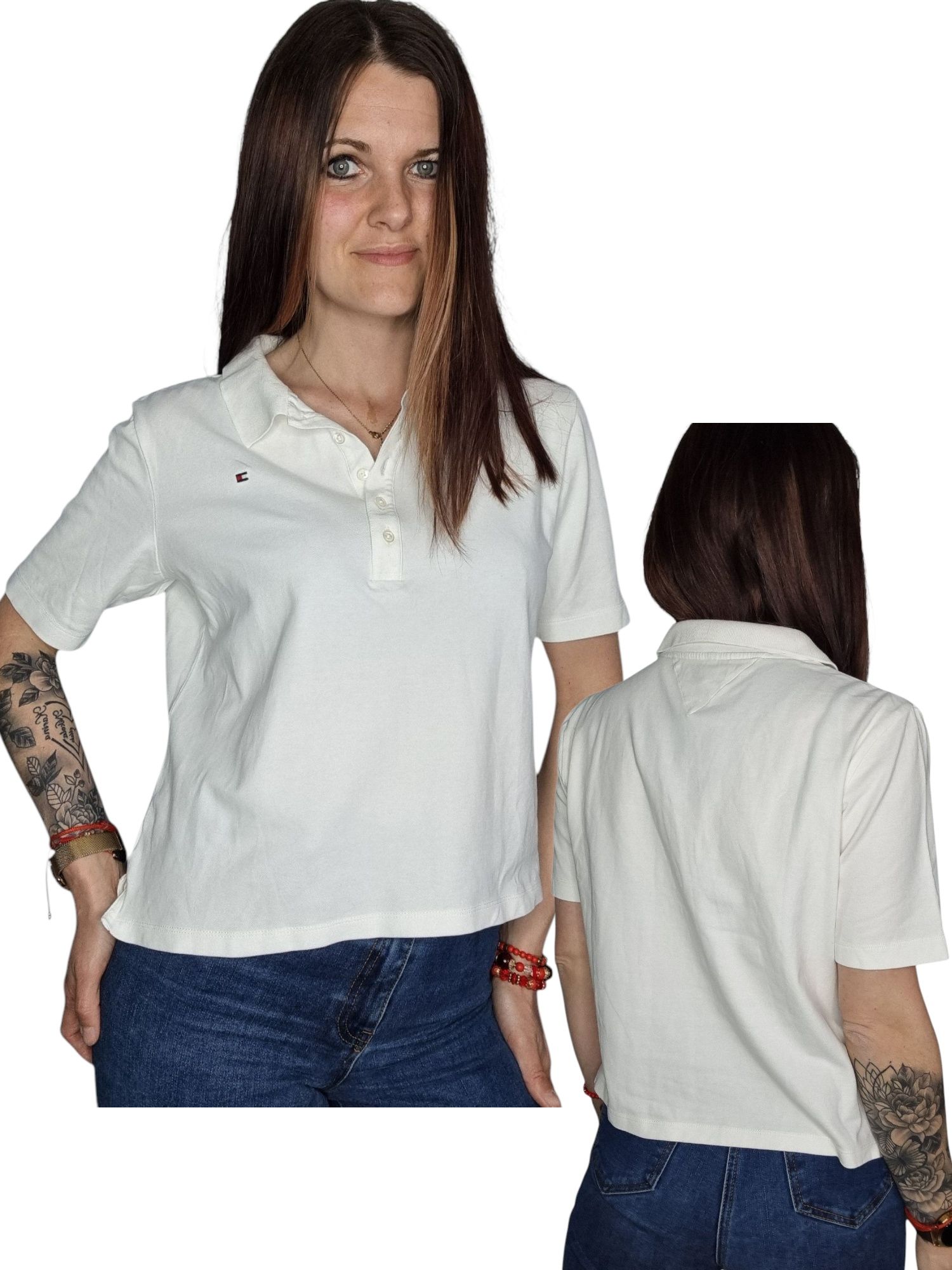 Biała koszulka T-shirt polo Tommy Hilfiger Rozmiar M 38