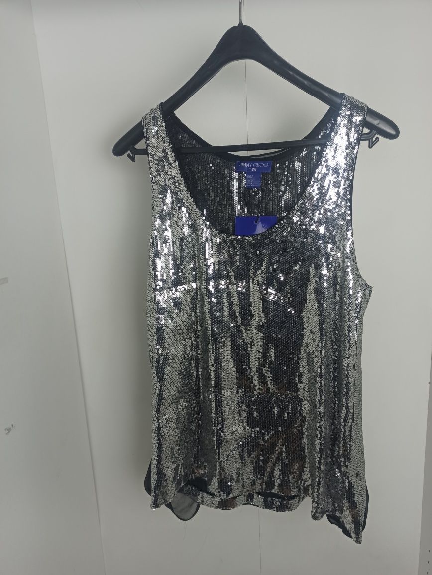 Jimmy Choo for HM Sequin Glamour Top Błyszcząca Bluzka