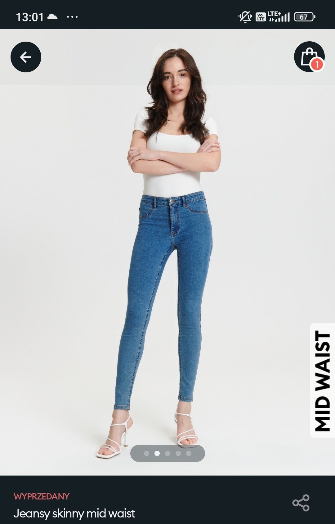 Spodnie damskie rurki legginsy jeansowe skinny mid waist Sinsay NOWE