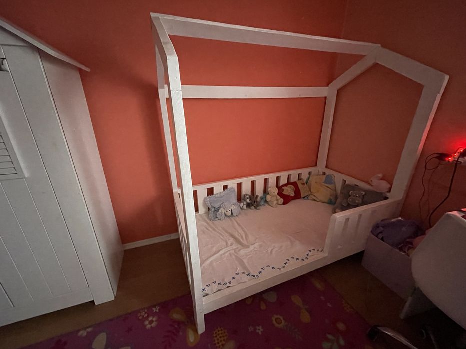 Łóżko Dzieciece 160x80 Domek Drewno