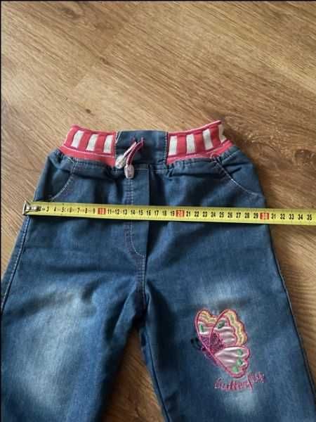 Jeansowe dziewczęce spodenki, spodnie 3/4 wymiary na zdj.