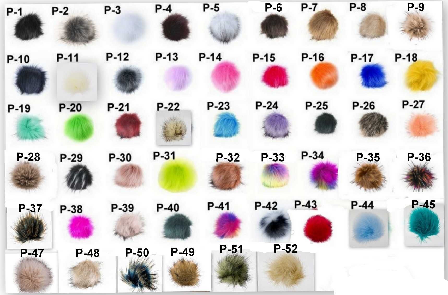 Pompon do czapki pompony futrzane eko 52 kolory producent