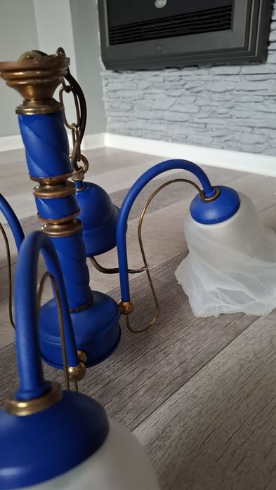 Żyrandol niebieski 3 klosze