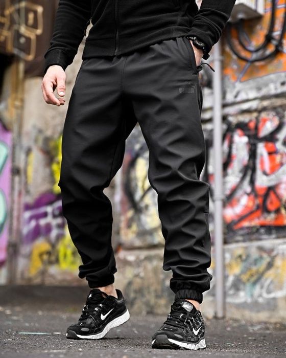 штани спортивні чорні puma/мужские спортивные штаны на флисе