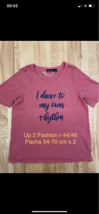 Up 2 Fashion 44/ 46 różowy damski t-shirt koszulka bluzka lato bawełna