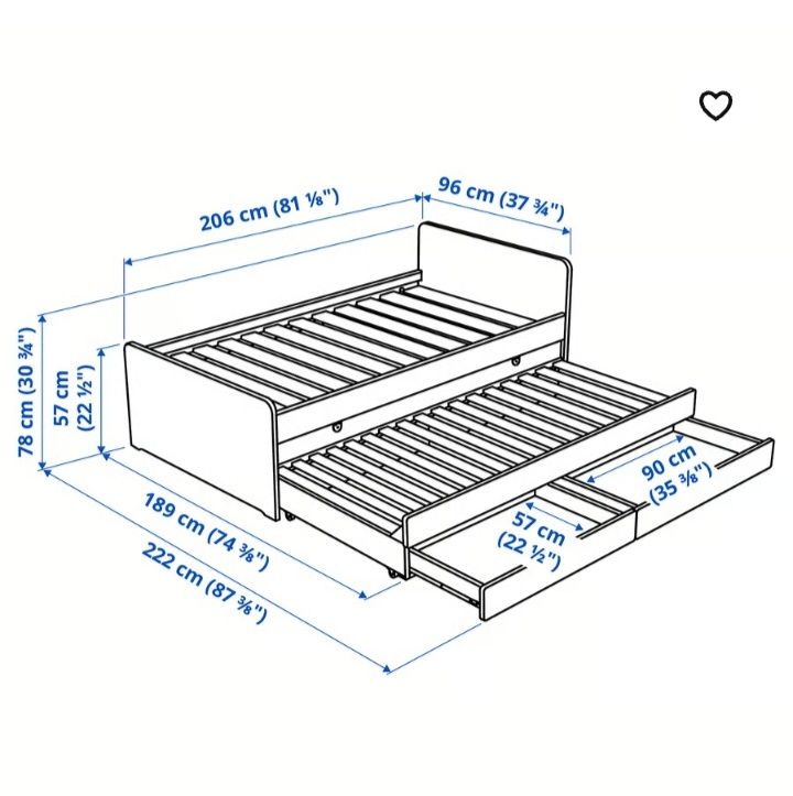 Cama com gavetão Slakt Ikea (sem colchões)