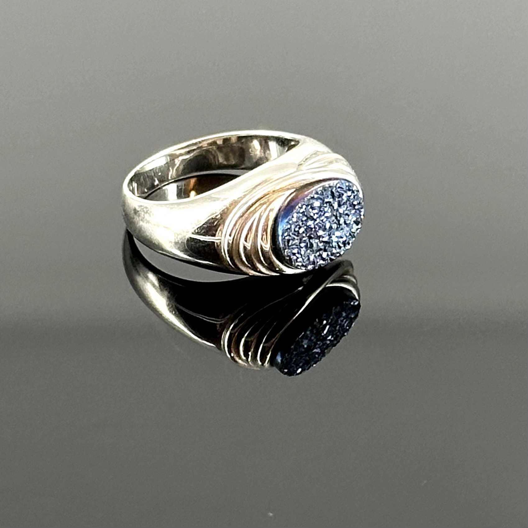 Srebro - Srebrny pierścionek z Szafirowym piaskiem - próba srebra 925