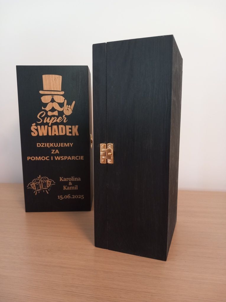 Podziękowanie dla świadków  2 x pudelko na whisky czarne ślub wesele