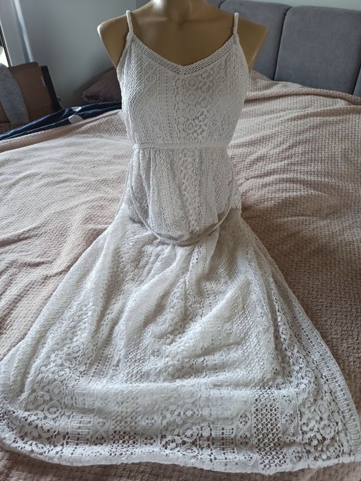 Sukienka damska biała w koronkę