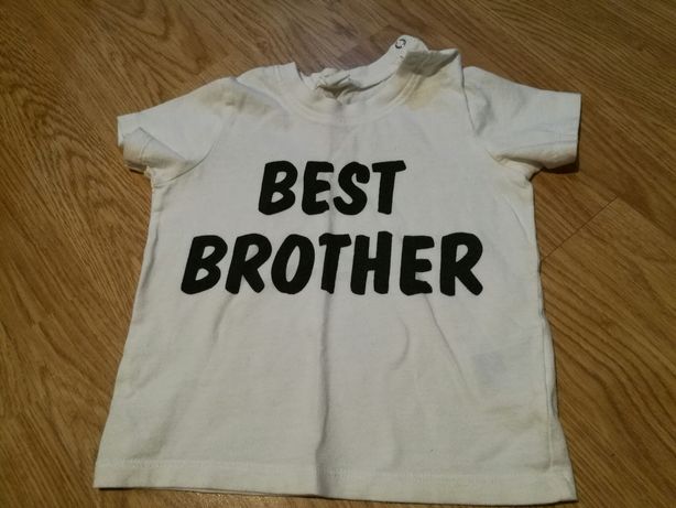 Biała/ecru bluzka t-shirt z krótkim rękawem best brother h&m 74