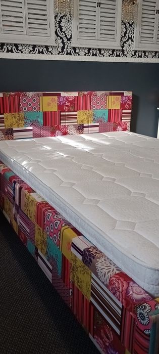 Łóżko patchwork 140x200 z materacem kieszeniowym bdb