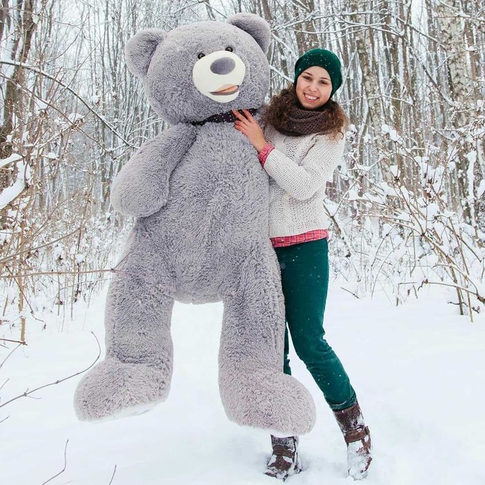 HollyHOME Miś 150 cm, duży miś XXL, przytulanka, szary, prezent.