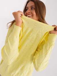 Sweter damski klasyczny ze ściągaczami jasno żółty