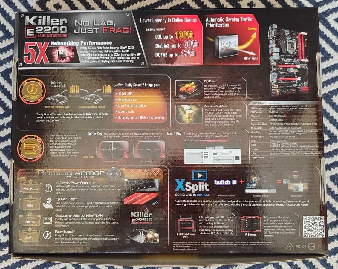 Motherboard ASRock Fatal1ty B85 Killer | Socket 1150 | ATX