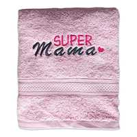 Miękki ręcznik - SUPER MAMA - prezent na Dzień Matki - kąpielowy 50x90