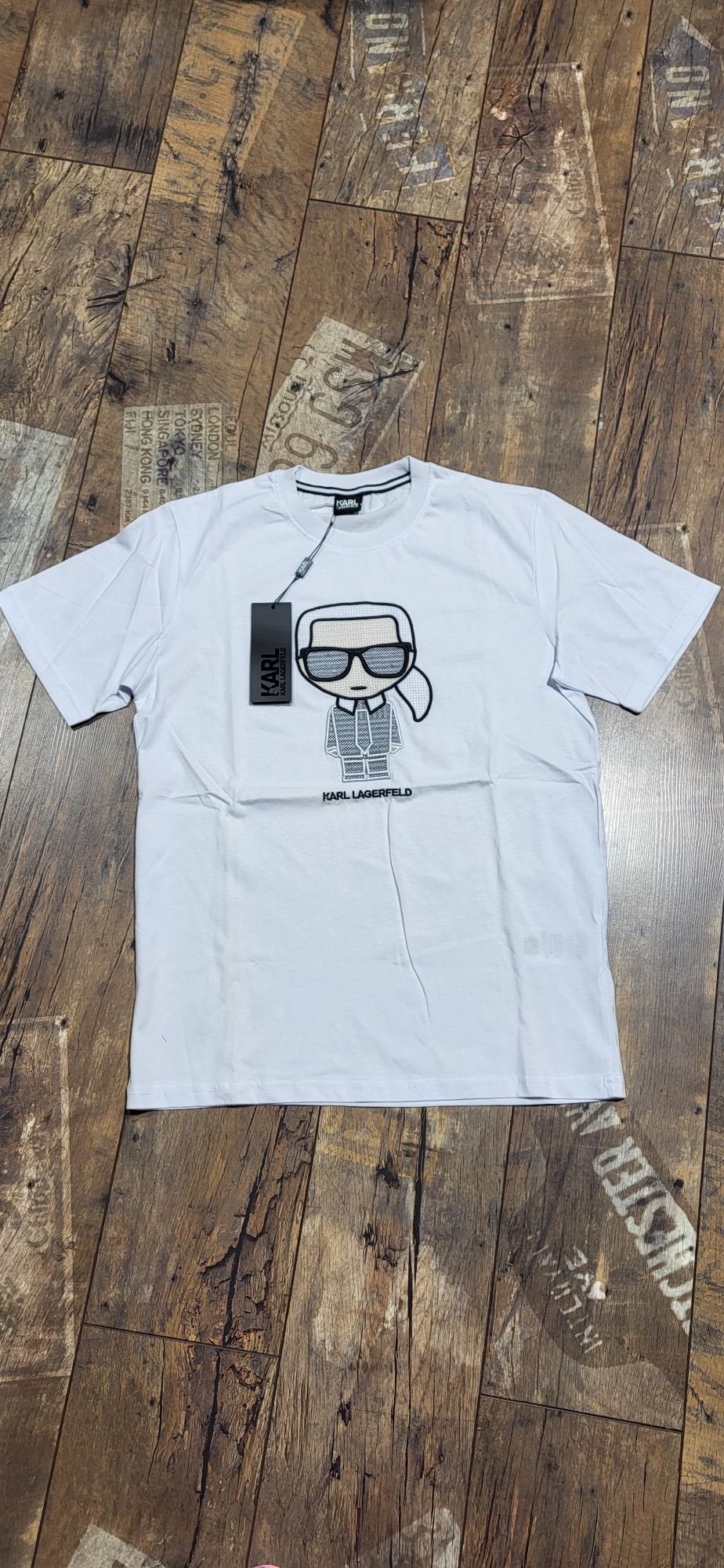 Karl ludzik biała koszulka męska t-shirt duże logo premium M