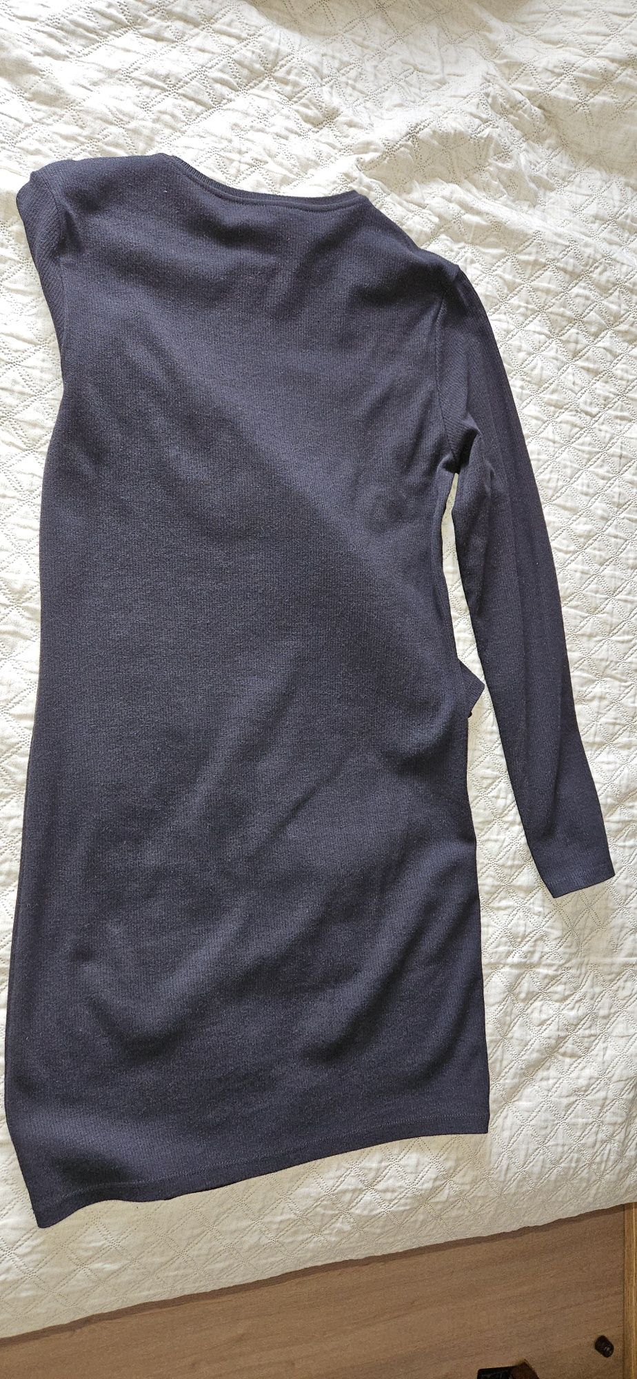Vestido midi manga longa  malha canelado preto da Renner