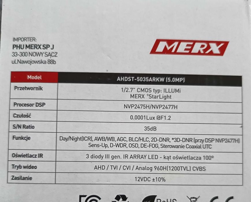 Kamera monitoringu przemysłowa kopułowa MERX AHDST-5035ARKW NOWA