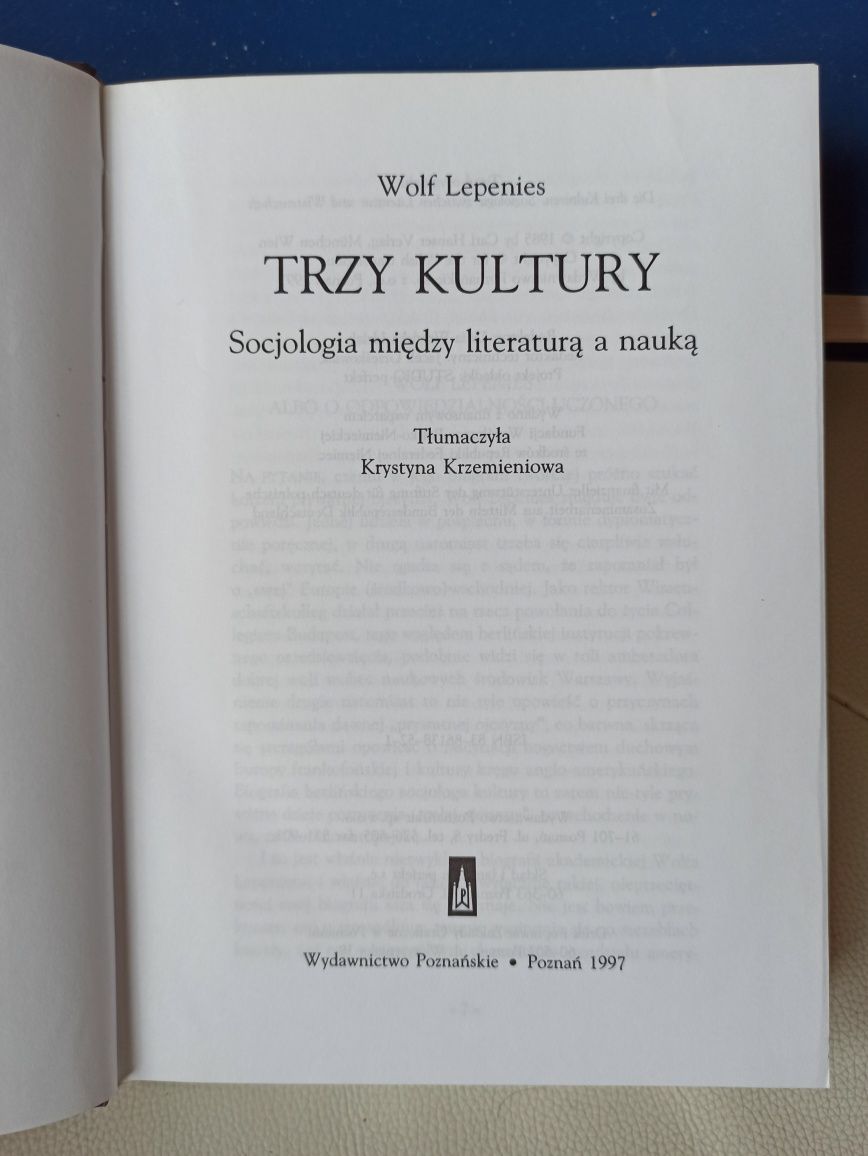 Lepenies trzy kultury, socjologia między literaturą i nauką