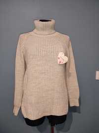 Sweter włoski, golf bezowy, nowy, S, M, L