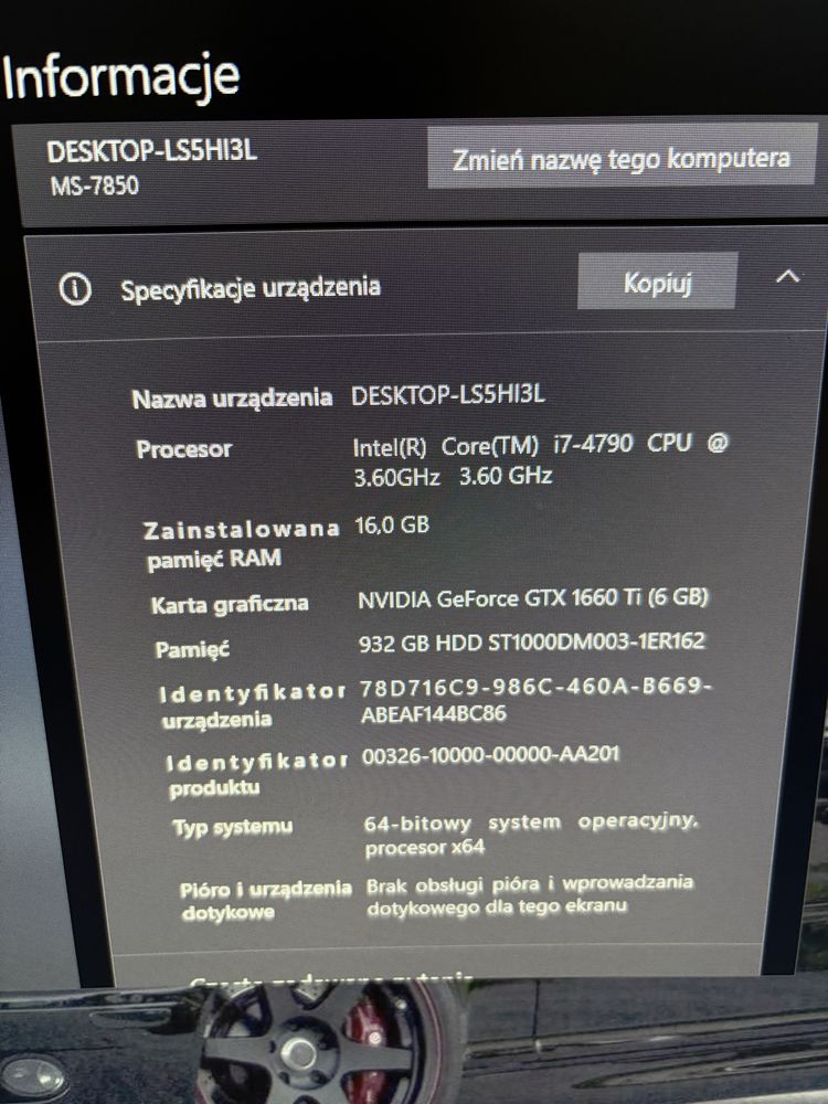 Komputer stacjonarny do gier i7-4790, GTX1660Ti, 16GB Ram