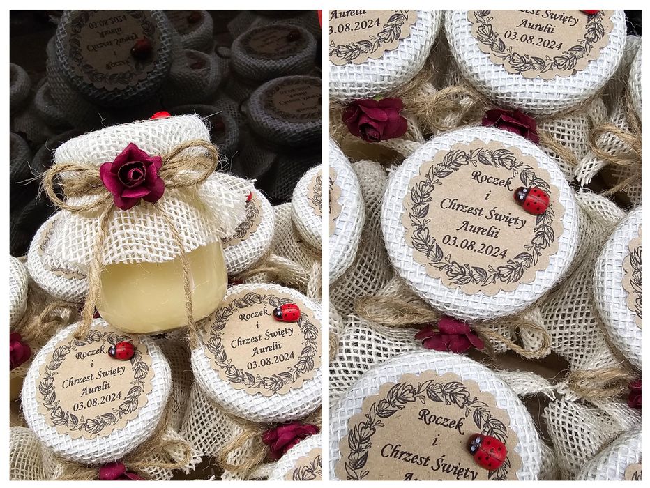 Podziękowania miód, 40,80,130 ml, Chrzest,komunia,ślub wysyłka