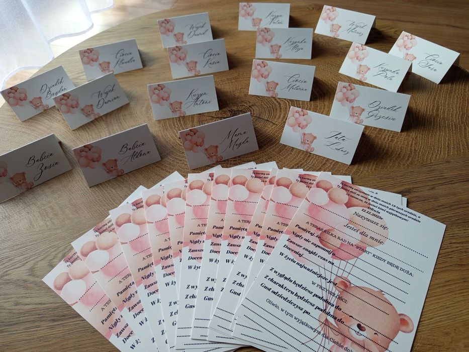 Ankiety winietki urodziny roczek chrzest komunia