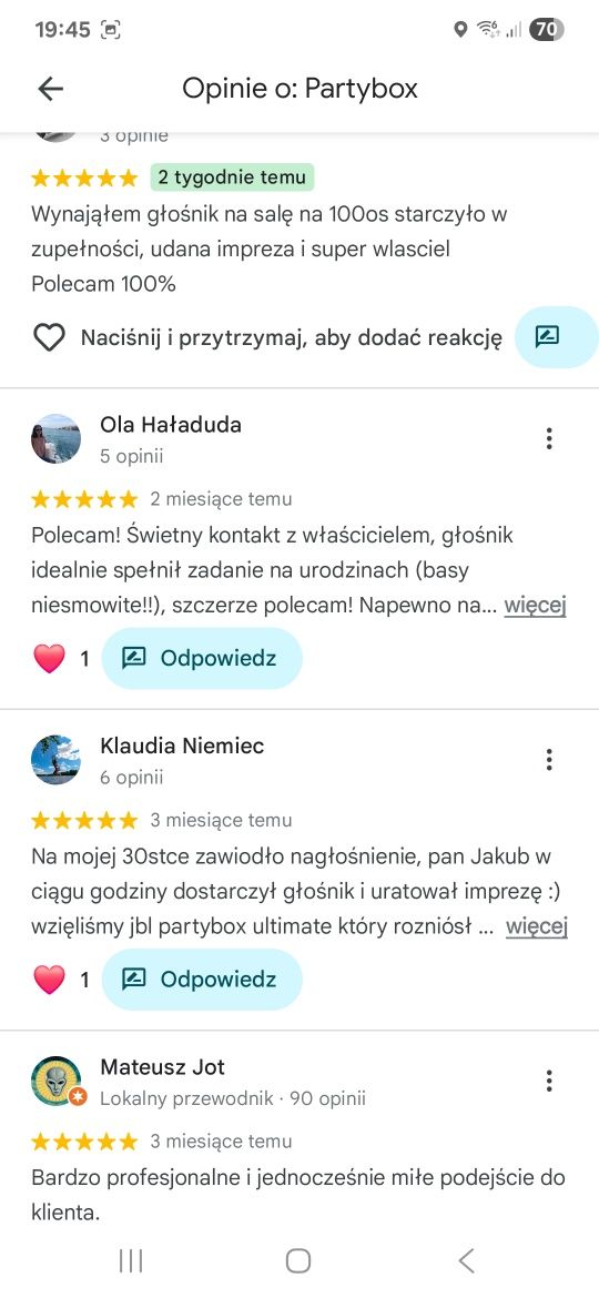 Wynajem głośnika JBL partybox ultimate 1100w
