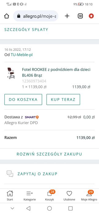 Fotelik Krzesełko /fotel dziecięce Rookee COCOA OBROTOWE