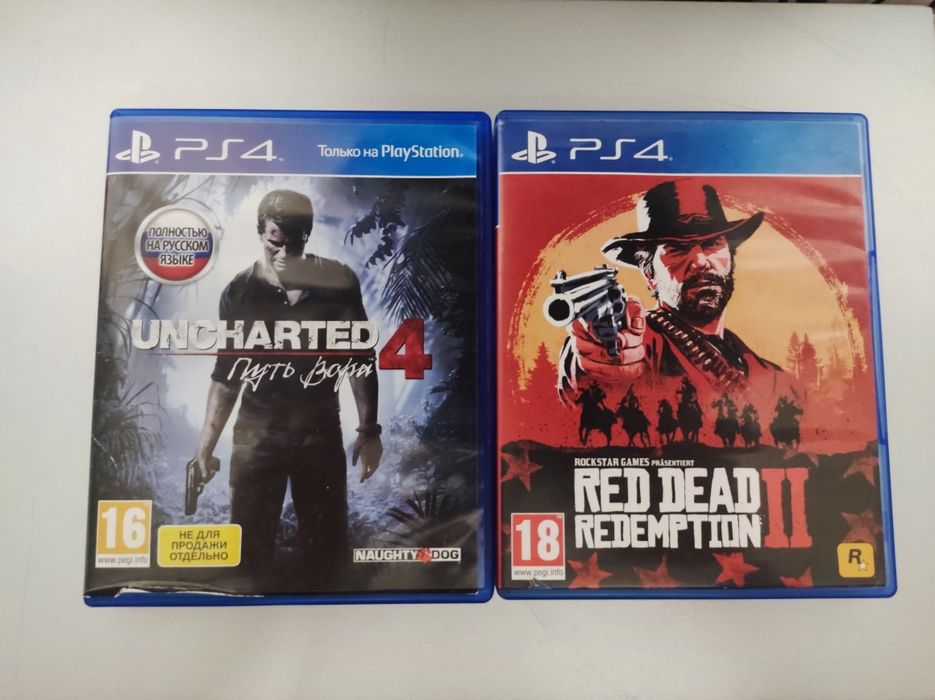 Диск на playstation 4, 5 red dead redemption 2, uncharted 4