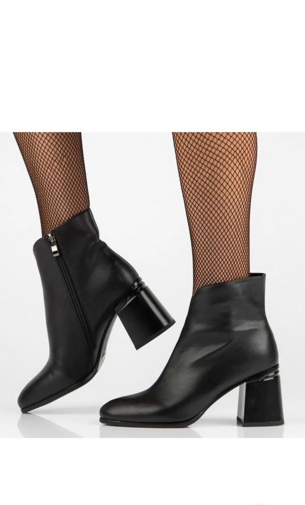 Nowe botki eleganckie czarne obcas skóra naturalna Filippo 39