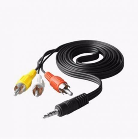 Аудио видео кабель 3x RCA AV - 3.5 мм длина 90 см тюльпан-mini jack ОП