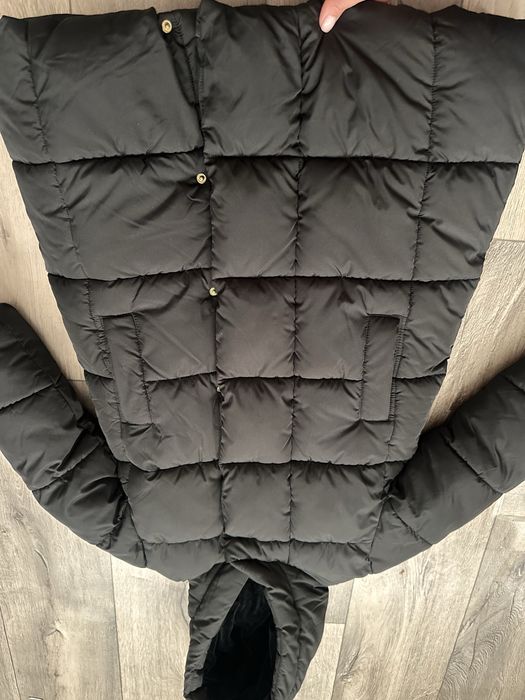 Зимнее пальто next 7/122 см черное для девочки на флисе зимове пальто