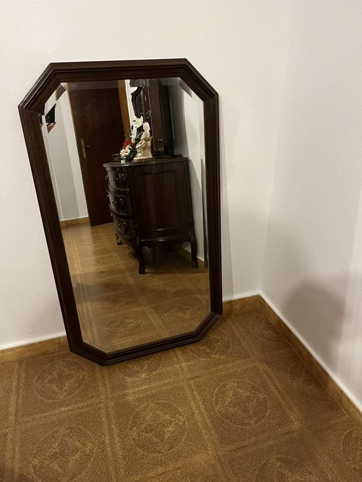 Espelho parede mandeira escura