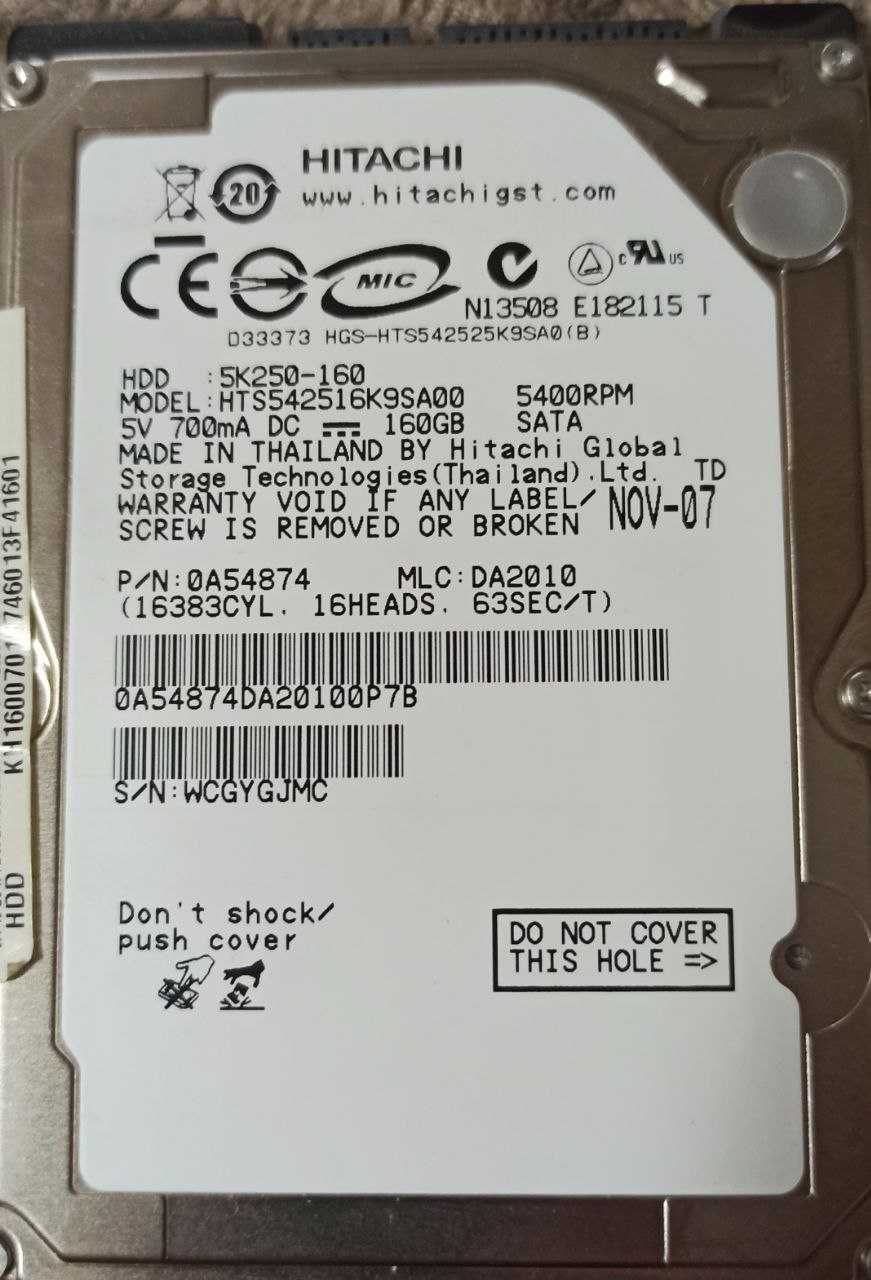 HDD Hitachi HTS542516K9SA00 5K250-160 2.5 Sata 160 Gb