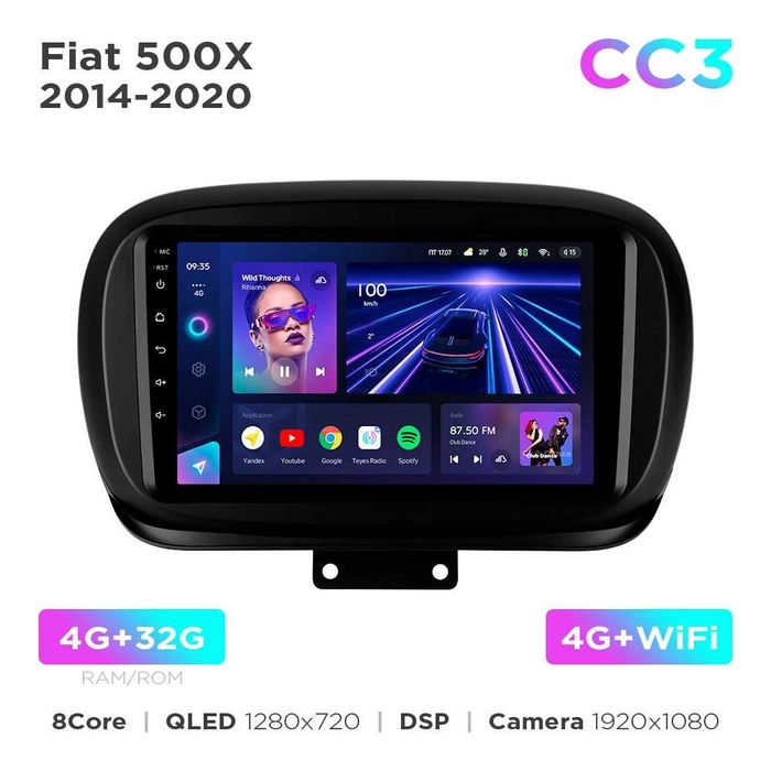 Штатная магнитола Teyes CC3 2k 4+64 Gb Fiat 500X 2014-2020